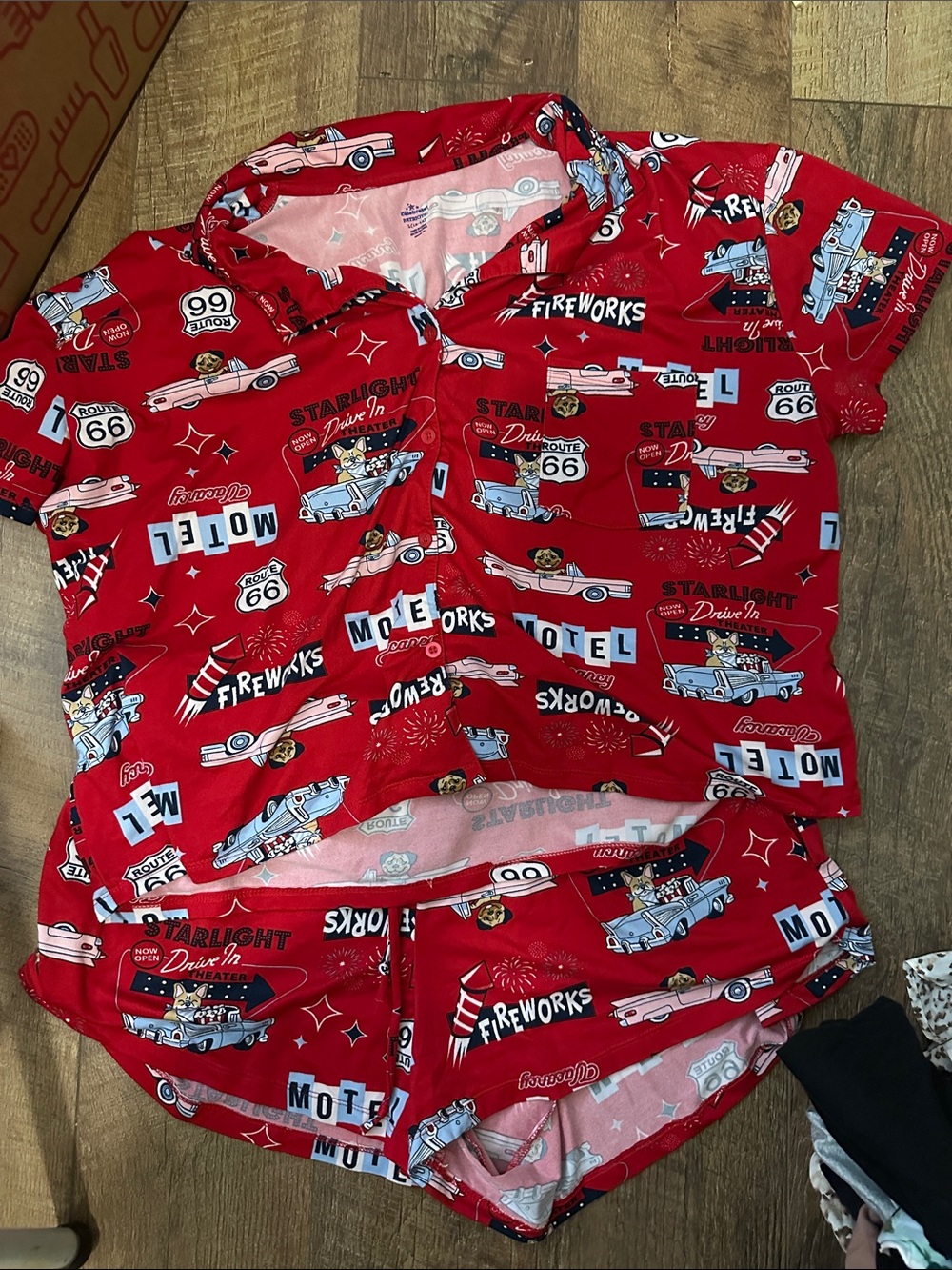 Woman’s  Short-Sleeve Pajama Set - Retro Car Print